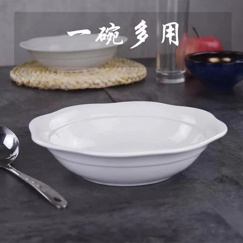 Wholesale Hotel White Ceramic Bowl 8&quot;, 9&quot;, 10inch Wholesale Hotel White Home Tableware Soup Bowl