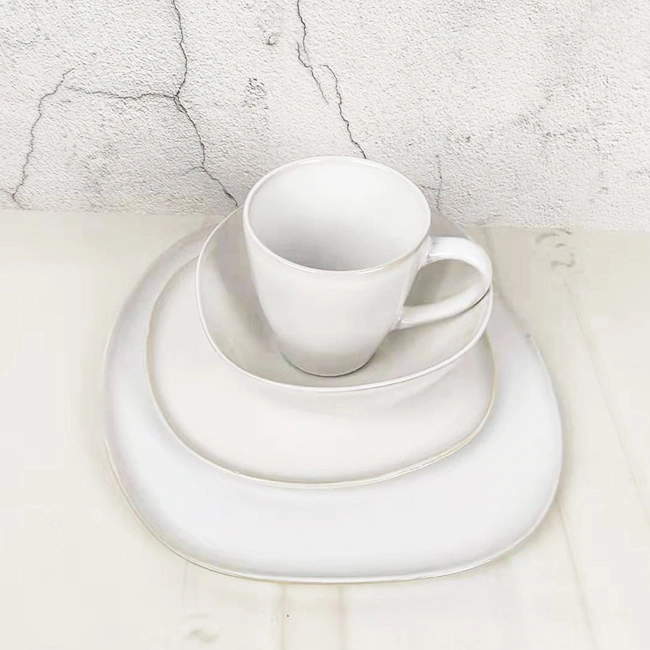 New Style Irregular Matte White Porcelain Dinner Sets Dinnerware for Restaurant