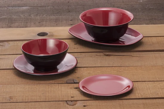 restaurant Tableware Irregular Black and Red Melamine Plates