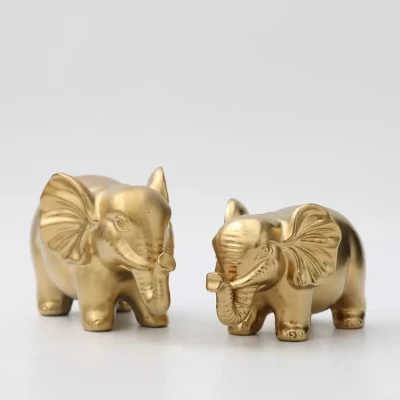 Fashion Houseware Luxury Gold Elephant Shape Couple Small Custom Animal Home Decorations Ceramic Ornaments for Table Household Used Daily Used