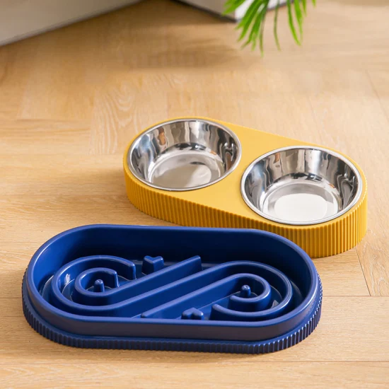 Stainless Steel Plastic Dog Bowl Slow Feeder Pet Bowl